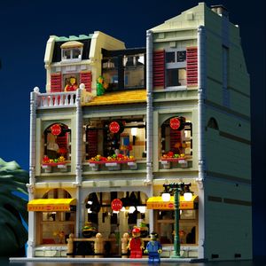 Pizzeria Shop Building Blocks European Town 10202 Creative Expert Ideas Street View Bricks House Model Educational Children Birthday Toys Christmas Gifts For Kids