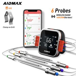 Aidmax WR01 Digital Fio Sem Fio Churrasco Termômetro Thermomet Thermomet com Sonda de Aço Inoxidável Cozinha Cozinha Termômetro 210719