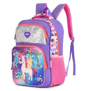 Mochilas de unicórnio para meninas glitter lantejoulas Bonito saco de escola impermeável Lightweight Bookbag crianças Presente K726