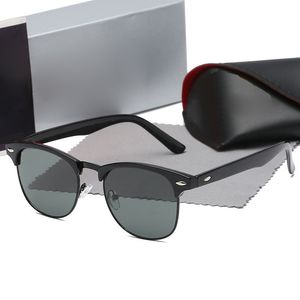 Óculos de sol de designer de alta qualidade por atacado para homens Mulheres Vintage Luxo meio metal moldura de moda de moda polarizada Óculos de óculos UV400 com caixa e estojo