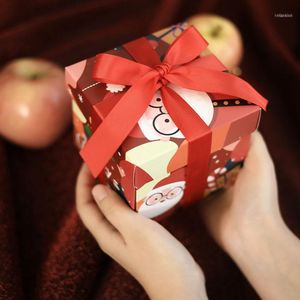 4pcs Christmas Eve Party Candy Box x10 x10 cm Paper Decor Apple Packaging Gift1