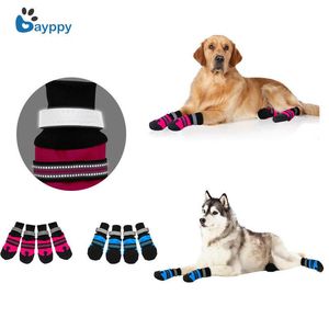 Dog Apparel 4pcs Waterproof Pet Shoes Anti-slip Warm Reflective Boots Protector For Small Medium Large Dogs Chihuahua Labrador