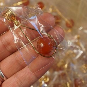 2022New Carnelian Agate Stone Crystal Pendant Necklace 18K Gold Plated Handmade Wire Wrapped Chakra Bead smycken för kvinnor