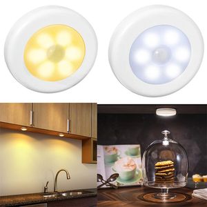 6LED Sensor Night Light Infravermelho Motion Bulbos Auto On e Desligado Potência da Bateria de Closet para Lâmpada Casa Gabinete Decoração da Escada Iluminação Lâmpadas