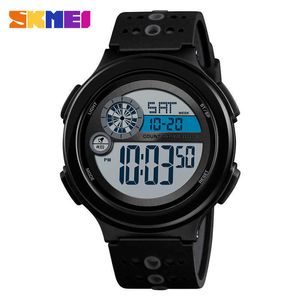 SKMEI 2 Zaman Spor İzle Erkekler Chrono Kronometre Bilek Saatler Mens Açık Dijital Çalar Saat Montre Homme 1374 Saat Q0524