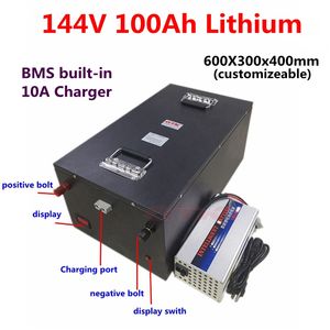 Powerful 144V 100Ah 75Ah Lithium li ion battery with BMS 39S for electric motorcycle solar energy storage EV+163.8V 10A charger