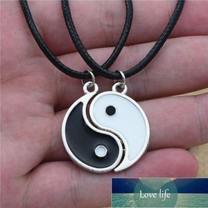 Wholesale best price jewelry for sale - Group buy 2Pcs Fashion Yin And Yang Tai Chi Stitching Alloy Black White Best Friends Couple Leather Pendant Necklace Jewelry Accessories Factory price expert design Quality