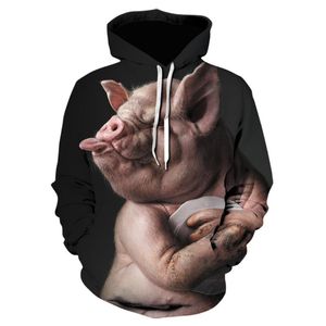 Men's Hoodies & Sweatshirts 2021 Men/women Hooded Pullover Male/female Sudaderas Animal Pig 3D Printed Hood Hoddie Funny Oversized