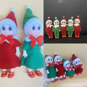 70pcs / dhl Joulded Christmas Baby Angel Dolls 2.5Inch 4 '' 8cm 12cm nyfödd magisk plantskola docka med xmas hatt kostym fest prydnad barn gåva finger leksaker g168h7j