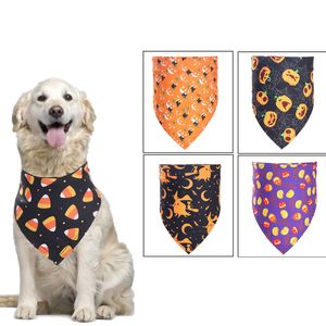 2021 Halloween Pet Dogs Bandanas Dog Odzież Akcesoria Pojedyncze Warstwa Dyni Czarownice Wzór Kot Szczelina szczeniaka Szalik