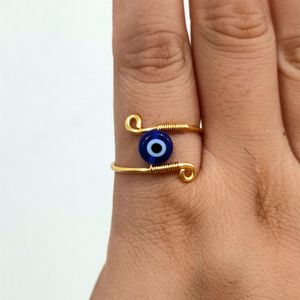 Eye Blue Evil Eye Ring Gold Color Finger Ring Copper Rings for Women Female Wedding Band Jewelry Decompression Ring