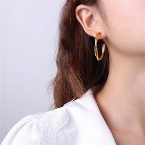 Wholesale large round circle earrings resale online - Stud Fashion Large Circle Round Earrings Piercing Jewelry For Women Accessories Bohemian Double Layer Stainless Steel Ear Cuffs