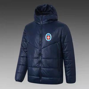 21-22 Novara Calcio Piumino da uomo con cappuccio giacca invernale per il tempo libero cappotto sportivo con cerniera intera Sport Felpa calda per esterni LOGO personalizzato