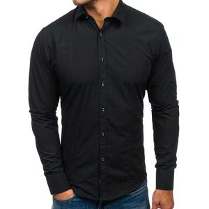 Camicie eleganti da uomo grigie Camicia a maniche lunghe slim fit di marca Camicia da uomo in cotone casual con bottoni per uomo Chemise 2XL 210522