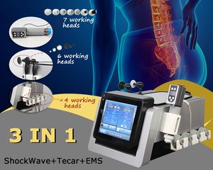 Smart Tecar Wave RET/CET Diatermia Terapia Combinada EMS Estimulação Muscular Elétrica ShockWave 3 em 1 Máquina de Fisioterapia para Alívio da Dor Tratamento ED