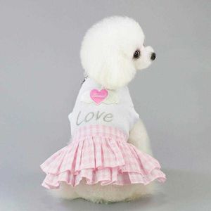 Dog Odzież Cute Dress Oddychająca Wiosna Plaid Pet Cat Luxury Princess Wedding Party Soft Summer Chihuahua Odzież Dogs Odzież