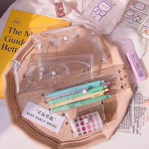 Pencil Bags Transparent PVC Stationary Organizer Stationery Pen Holder Cute Case Pouch Office Supplies Desk Accessories