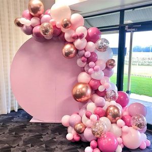 Różowy Balon Arch Kit Garland Bow S Wedding Decor Baby Shower Girl Urodziny Dorosłych Bachelorette Party Baloon Balon 220217