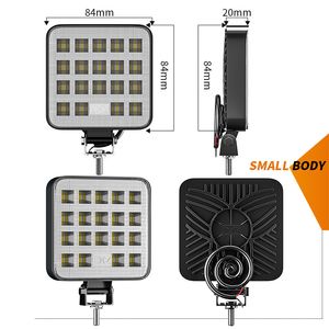 19 LED Car Work Light 6500K IP66 Impermeabile antiurto quadrato Mini Auto Truck Spotlight Bianco Fendinebbia Accessori