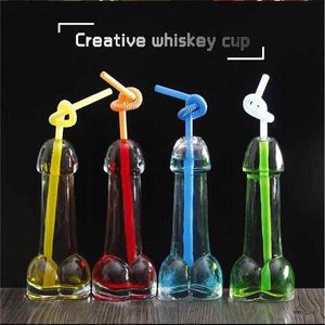 150ml Wine Glass Cup Penis Shaped Shot Glass Creative Penis Cocktail Wine Mug Cups For Bar KTV Night Show Parties Couples Gifts X0703