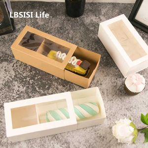 LBSISI Life 10pcs Sweet Time Drawer Stlye Scatola di carta Biscotti fatti a mano Confezione da forno Baby Shower Bomboniera Regalo Decorazione torta 210724