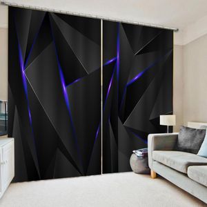 Занавес Drapes Custom 3D-занавески для окна Домашний декор Черный и фиолетовый стереоскопический треугольник Po Кухня Современный фон Cortinas