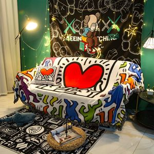 Kreskówka sofa koc wodoodporna odporna na plamę ręcznik pokrywa domu wystrój tkaniny poduszki Europa dywaniki obrus