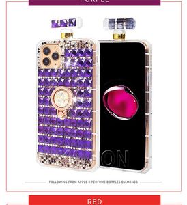 LG K51 Stylo 6 5 4 Moto G Stylus女性Bing Rhinestone Aristo5 K31 K40 iPhone 13 Pro最大電話カバーのためのかわいいダイヤモンドの輝きのリングスタンドホルダーの香水ケース