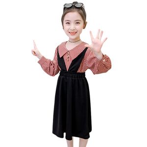 Abbigliamento set per bambini vestiti plaid blusa + tuta Adolescente ragazze casual stile ragazza primavera autunno bambino 6 8 10 12 14