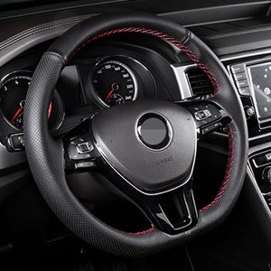 Couro artificial preto DIY Capa de volante de carro macio para Volkswagen VW Golf 7 Mk7 New Polo Passat B8 Sharan Jetta Tiguan