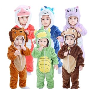 Meninas meninas meninos roupas dinossauro bebê romper pijama leão com capuz mameluco bebe inverno animal trajes roupá de serebaping 210315