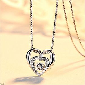 Crystal Womens Necklaces Pendant Silver female collarbone chain diamond inlaid smart love Zircon women's jewelry gold plated
