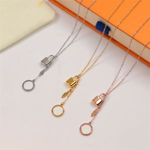 Women Men Classic Letter Lock Necklace With Box Fashion Exquisite Pendant Nacklaces Gift Personality Couples Iced Elegant Jewelry