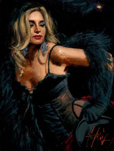 Sexy Lady Oil Painting on Canvas Hand Painted Fabian Perez Lori with Black Hat Home Art Decor for Living Room Wall,Beer Bar,Pub,Frameless