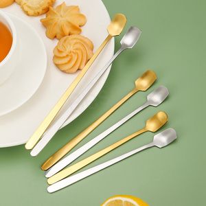 Stainless Steel Coffee Milk Stirring Spoon Long Handle Honey Jam Cream Stir Spoons Party Cocktail Wine Cup Decoration Scoop BH6128 WLY