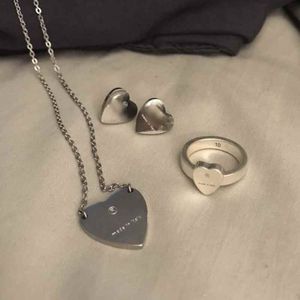Top Quality Extravagant Simple heart Lover Ring Necklace Earrings Gold Silver Rose Colors Stainless Steel Couple Rings Fashion Women Sets Wholesale