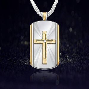 Anhänger Halsketten Kreuz Halskette Männer Für Frauen Gold Farbe Schild Kette Gebet Christian Party Schmuck Geschenk