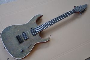 6 strings cyan cinza folheado corporal guitarra elétrica com hardware preto, Fingerboard de Rosewood, fornecer serviços personalizados
