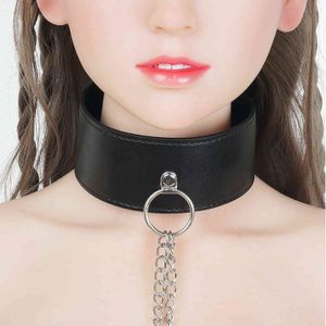 NXYSm bondage Bdsm Fetish Sex Bondage Neck Collar Nipple Clamps Chain Breast Clip Female Pu Leather Slave Erotic Toys For Couples 1126