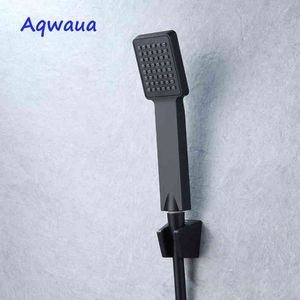 Aqwaua Soffione doccia portatile nero Spruzzatore da bagno in plastica ABS Doccetta a risparmio idrico Funzione singola per accessori da bagno H1209