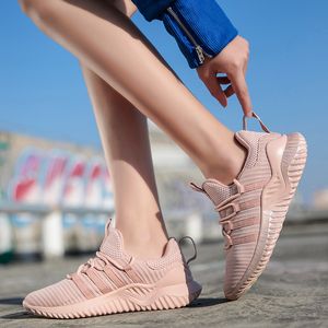 Sports Quality High Womens Shoes Knit For Running Mens Pink Grey Breathable Comfortable Couples Outdoor Trainers Sneakers BIG SIZE Y H