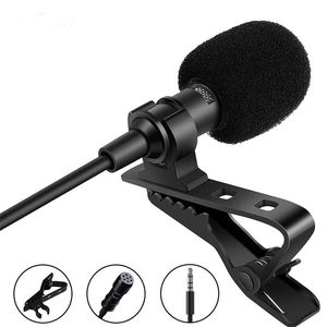 1.5M Mini Clip-on Lapel Lavalier Condenser Microphone with 3.5mm Headphone Output Jack, Omnidirectional Condenser Mic For phone