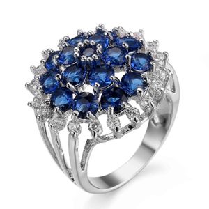 Anillo de bodas anillo led nail jewels bijoux inoxydable verpackung schmuck Purple zircon big flower lady zircon ring