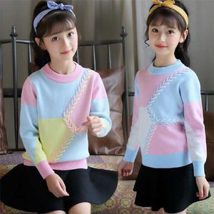 Teenage Girls Sweaters winter Autumn Long Sleeve Knitted Clothes Kids coat For 4t 6 8 10 12 Year pullover wear 211201