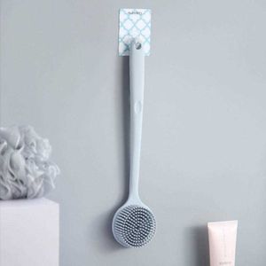 Multifunctional Silicone Bath Brush With Long Handle Double-sided Back Scrubber Bathtub Brush Skin Massage Health Shower Tool 210724