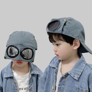Spring Children's Glasses Hat Pilot Solglasögon Baseball Cap Boys and Girls Personality Baby Cap