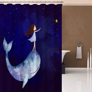 Delphindruck Duschvorhang Stück Teppichabdeckung Toilettenbad Matte Set Badezimmer mit Hakenvorhängen