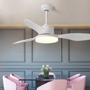 Ventilatori da soffitto Modern Nordic Led Fan Light 48 pollici per soggiorno casa sala da pranzo luci bianco nero