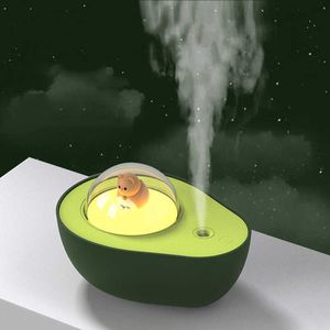 Cute Avocado Humidifier USB Mini Diffuser Ultrasonic Strong Fog Home Office Bedroom Automatic Power Off 210724