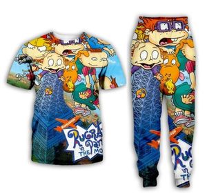 Wholesale--2022 New Fashion Casual Cartoon 90's 3D All Over Print Tracksuits T-Shirt+joggers Pants Suit Women Men @010